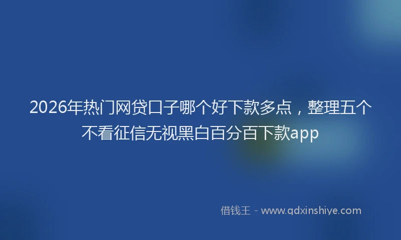 2026年热门网贷口子哪个好下款多点，整理五个不看征信无视黑白百分百下款app