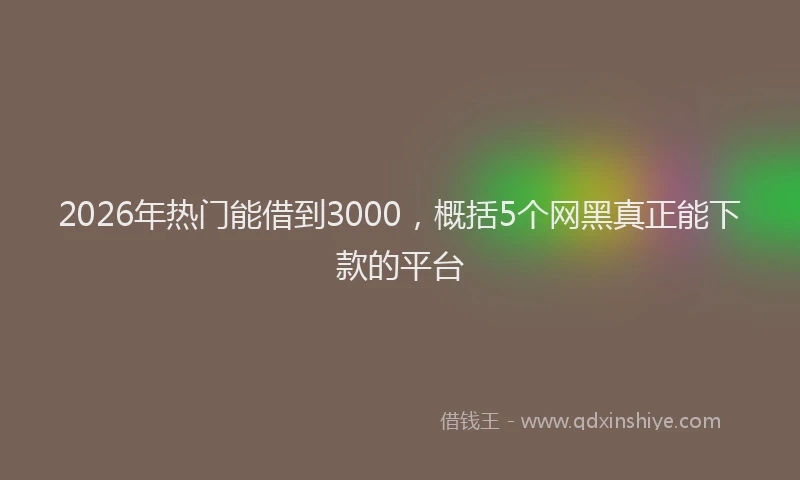 2026年热门能借到3000,概括5个网黑真正能下款的平台