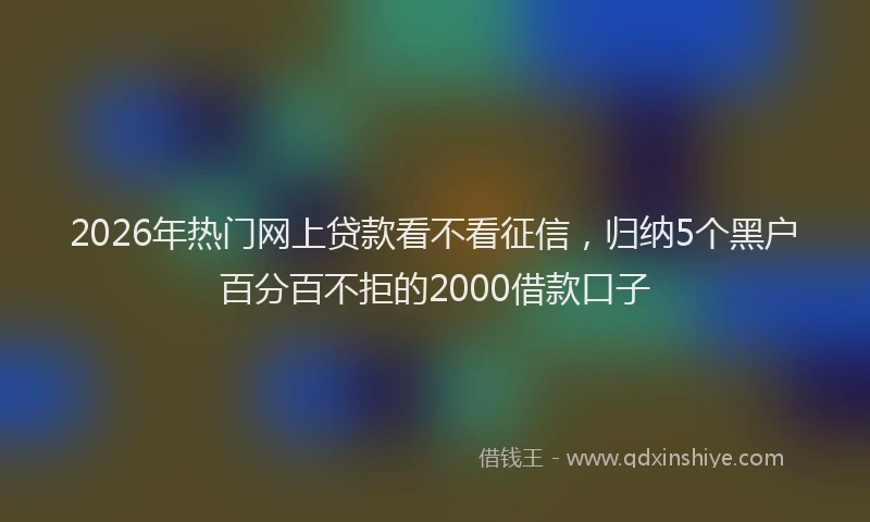 2026年热门网上贷款看不看征信，归纳5个黑户百分百不拒的2000借款口子