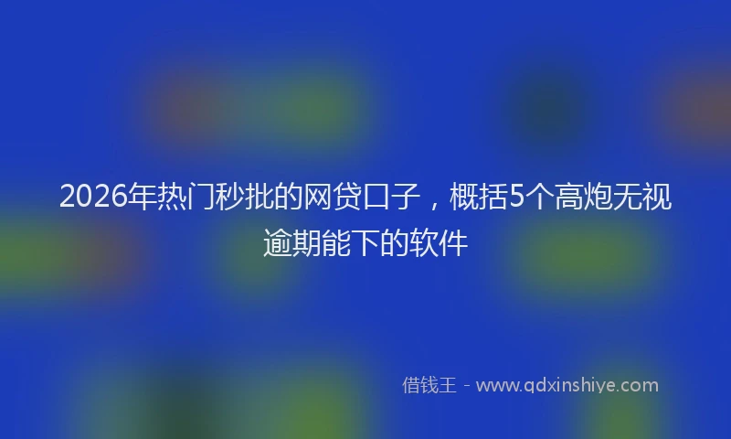 2026年热门秒批的网贷口子，概括5个高炮无视逾期能下的软件
