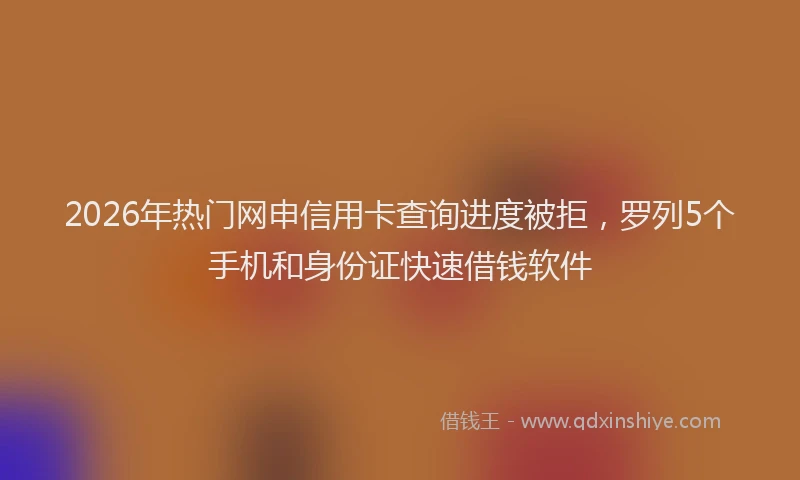 2026年热门网申信用卡查询进度被拒，罗列5个手机和身份证快速借钱软件
