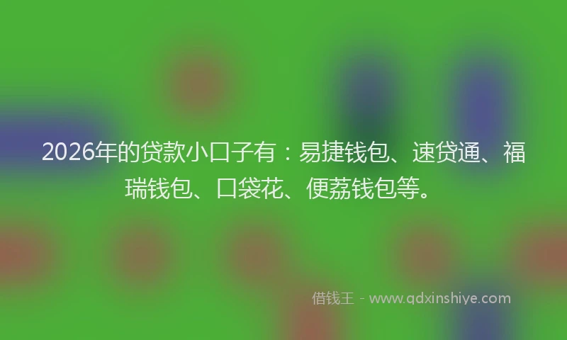 2026年的贷款小口子有:易捷钱包、速贷通、福瑞钱包、口袋花、便荔钱包等。