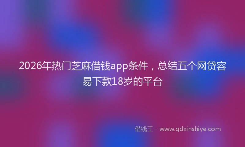2026年热门芝麻借钱app条件，总结五个网贷容易下款18岁的平台