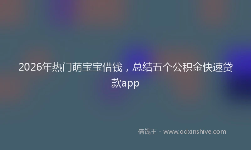 2026年热门萌宝宝借钱，总结五个公积金快速贷款app