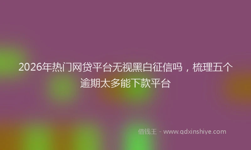 2026年热门网贷平台无视黑白征信吗，梳理五个逾期太多能下款平台