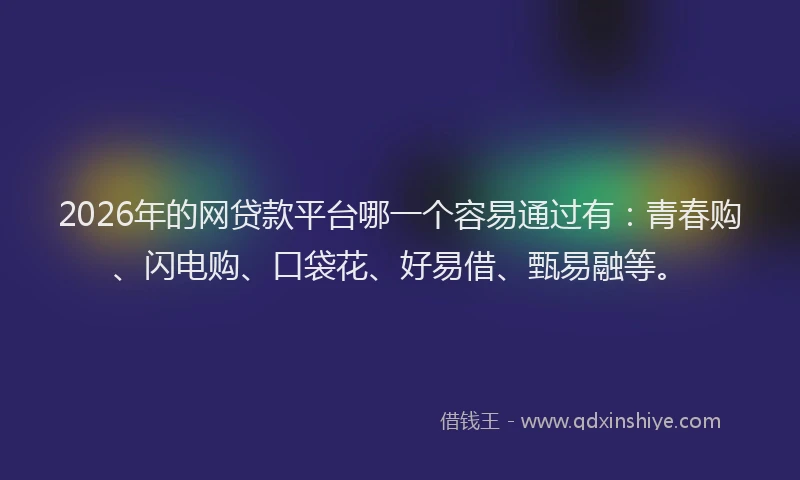 2026年的网贷款平台哪一个容易通过有:青春购、闪电购、口袋花、好易借、甄易融等。