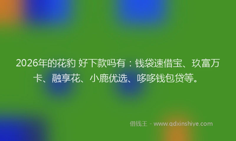 2026年的花豹 好下款吗有:钱袋速借宝、玖富万卡、融享花、小鹿优选、哆哆钱包贷等。