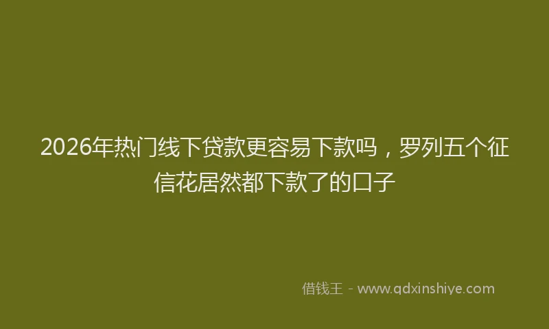 2026年热门线下贷款更容易下款吗，罗列五个征信花居然都下款了的口子