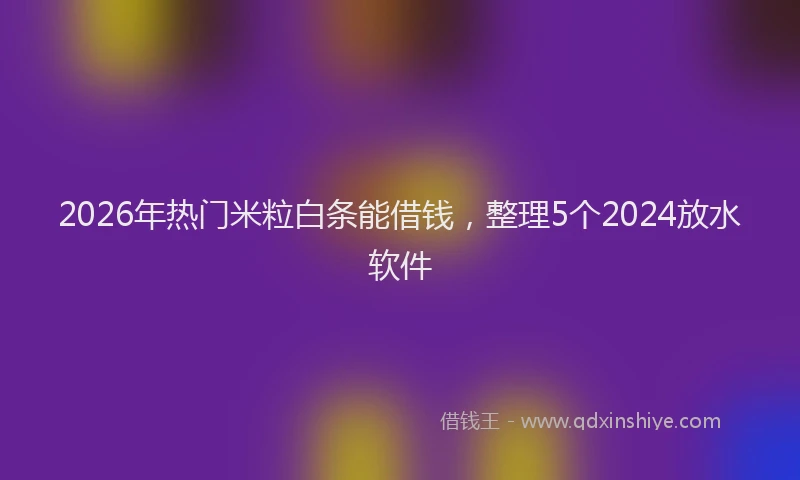 2026年热门米粒白条能借钱，整理5个2024放水软件