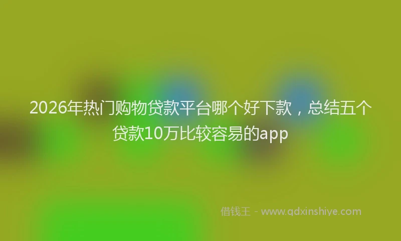2026年热门购物贷款平台哪个好下款，总结五个贷款10万比较容易的app