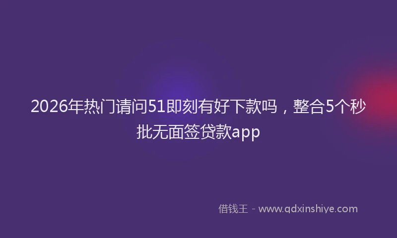 2026年热门请问51即刻有好下款吗，整合5个秒批无面签贷款app