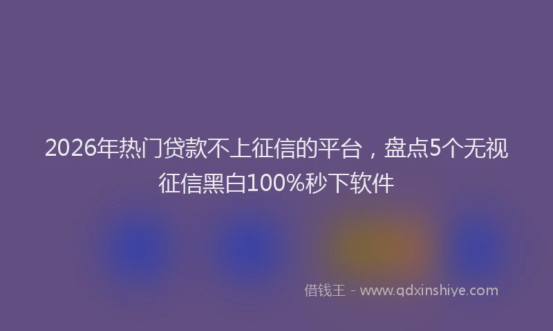 2026年热门贷款不上征信的平台，盘点5个无视征信黑白100%秒下软件