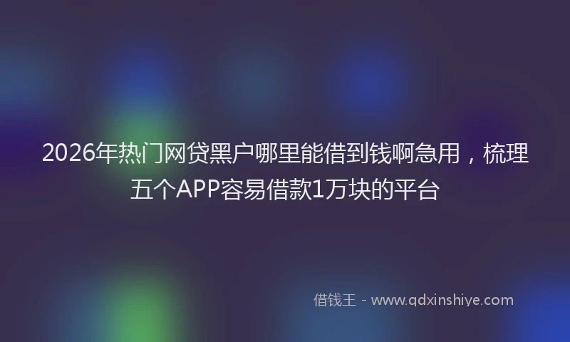 2026年热门网贷黑户哪里能借到钱啊急用,梳理五个APP容易借款1万块的平台