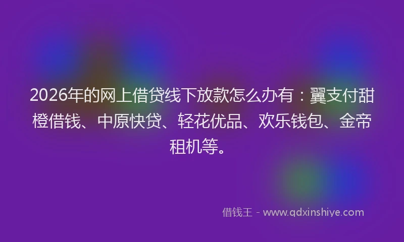 2026年的网上借贷线下放款怎么办有：翼支付甜橙借钱、中原快贷、轻花优品、欢乐钱包、金帝租机等。
