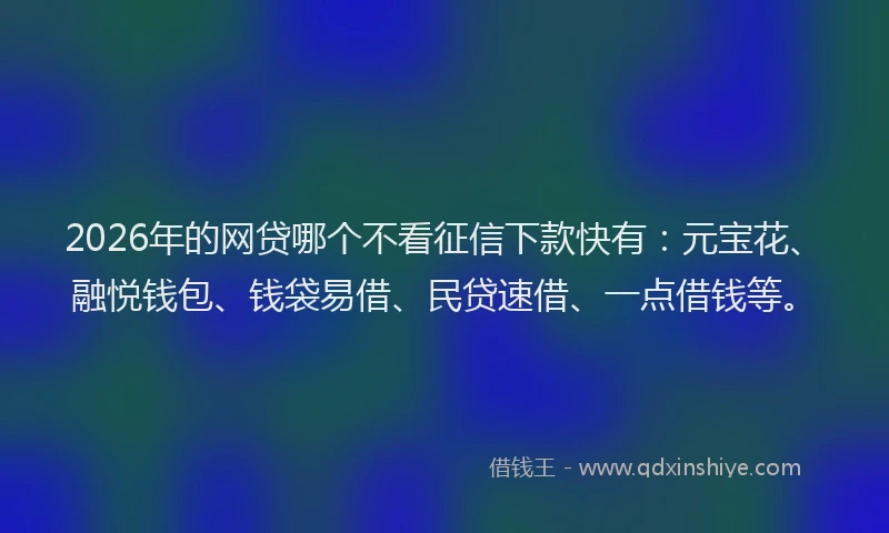 2026年的网贷哪个不看征信下款快有：元宝花、融悦钱包、钱袋易借、民贷速借、一点借钱等。
