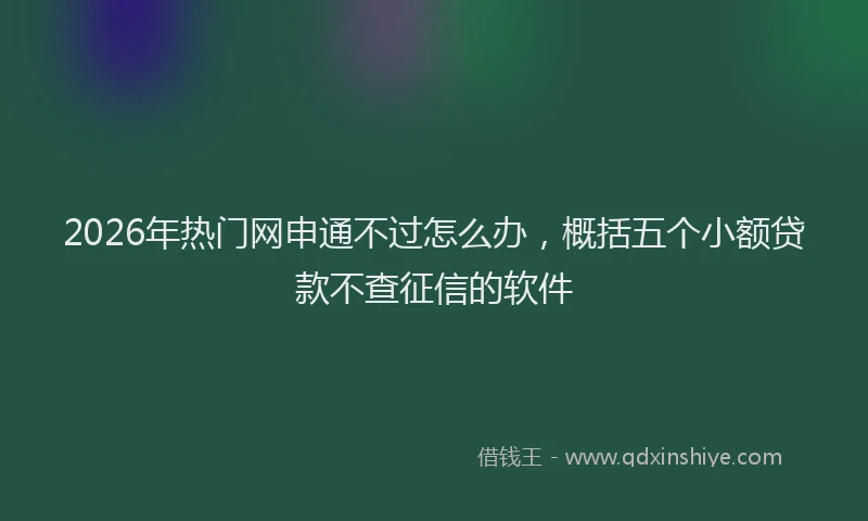 2026年热门网申通不过怎么办，概括五个小额贷款不查征信的软件