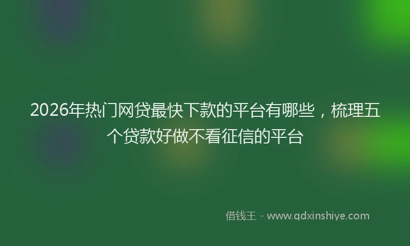 2026年热门网贷最快下款的平台有哪些，梳理五个贷款好做不看征信的平台