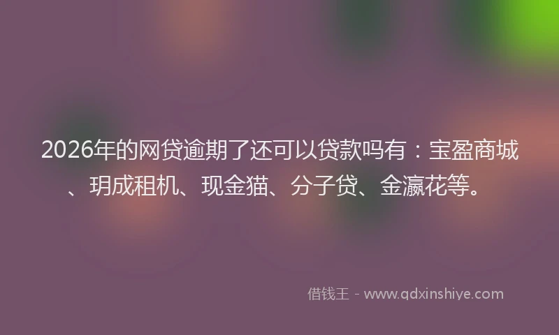 2026年的网贷逾期了还可以贷款吗有:宝盈商城、玥成租机、现金猫、分子贷、金瀛花等。