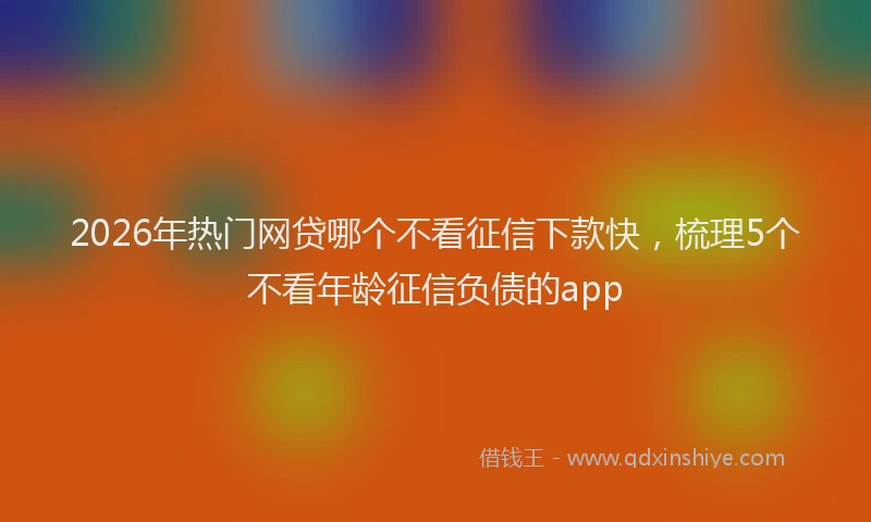 2026年热门网贷哪个不看征信下款快，梳理5个不看年龄征信负债的app