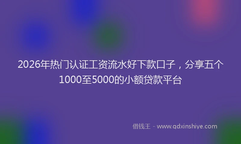 2026年热门认证工资流水好下款口子,分享五个1000至5000的小额贷款平台