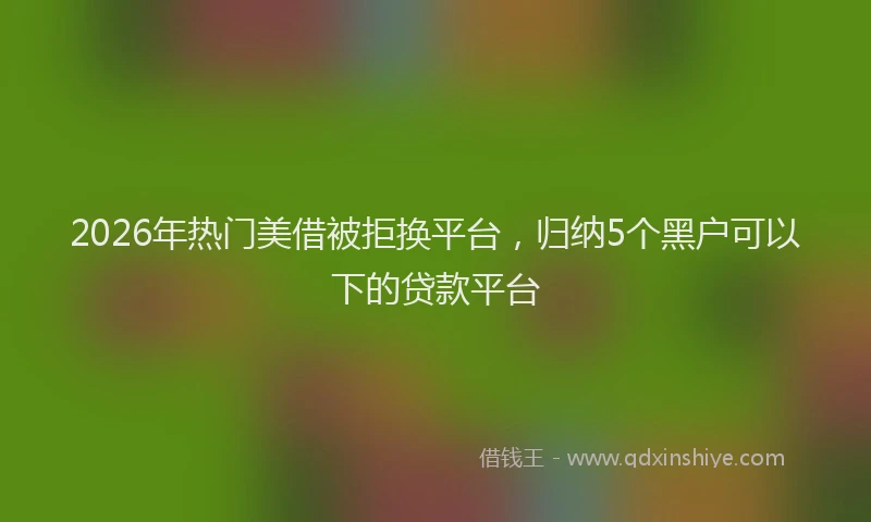 2026年热门美借被拒换平台，归纳5个黑户可以下的贷款平台