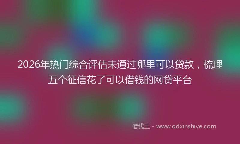 2026年热门综合评估未通过哪里可以贷款，梳理五个征信花了可以借钱的网贷平台
