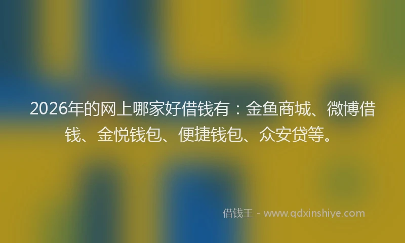 2026年的网上哪家好借钱有:金鱼商城、微博借钱、金悦钱包、便捷钱包、众安贷等。