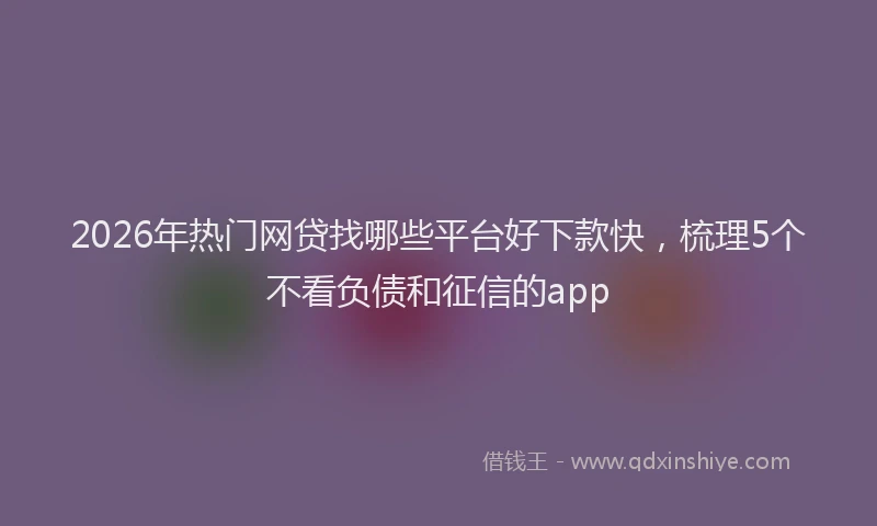 2026年热门网贷找哪些平台好下款快,梳理5个不看负债和征信的app