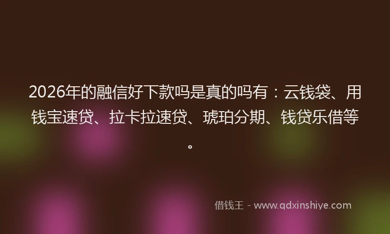 2026年的融信好下款吗是真的吗有：云钱袋、用钱宝速贷、拉卡拉速贷、琥珀分期、钱贷乐借等。