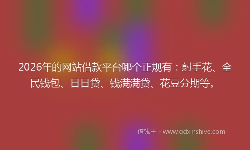 2026年的网站借款平台哪个正规有：射手花、全民钱包、日日贷、钱满满贷、花豆分期等。