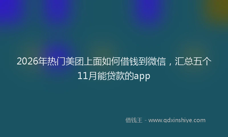 2026年热门美团上面如何借钱到微信，汇总五个11月能贷款的app