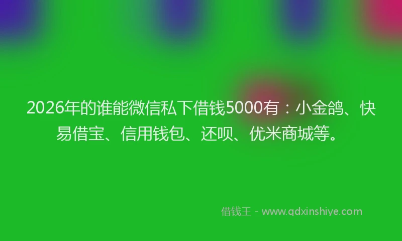 2026年的谁能微信私下借钱5000有：小金鸽、快易借宝、信用钱包、还呗、优米商城等。