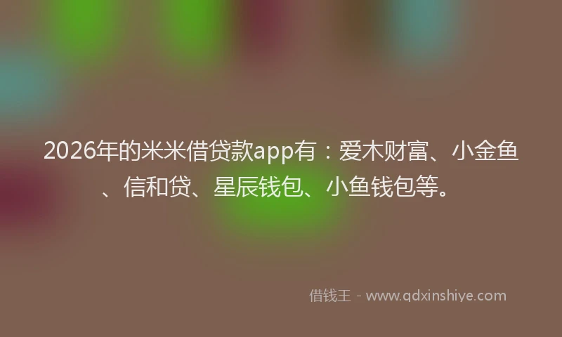 2026年的米米借贷款app有:爱木财富、小金鱼、信和贷、星辰钱包、小鱼钱包等。