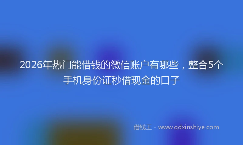 2026年热门能借钱的微信账户有哪些，整合5个手机身份证秒借现金的口子