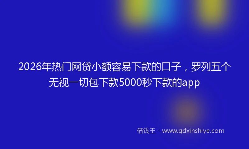 2026年热门网贷小额容易下款的口子，罗列五个无视一切包下款5000秒下款的app