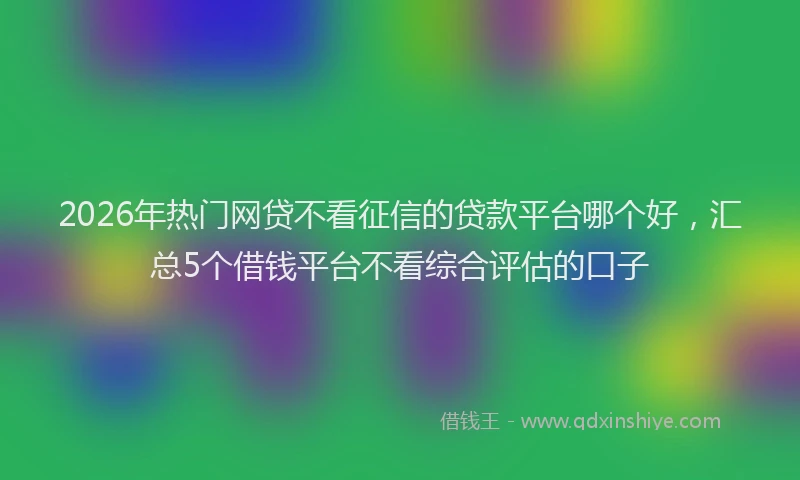 2026年热门网贷不看征信的贷款平台哪个好，汇总5个借钱平台不看综合评估的口子