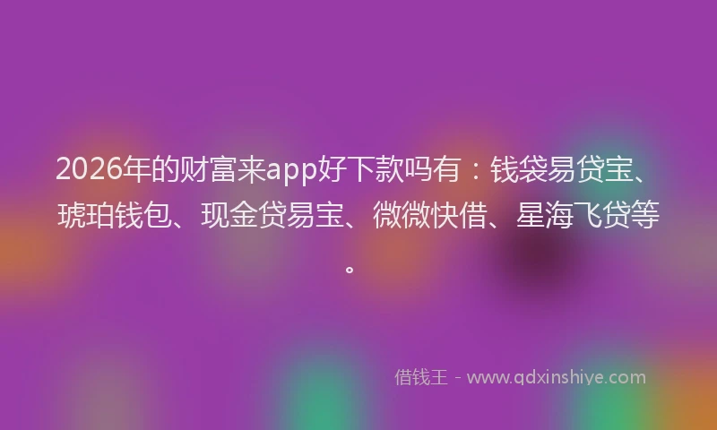 2026年的财富来app好下款吗有：钱袋易贷宝、琥珀钱包、现金贷易宝、微微快借、星海飞贷等。