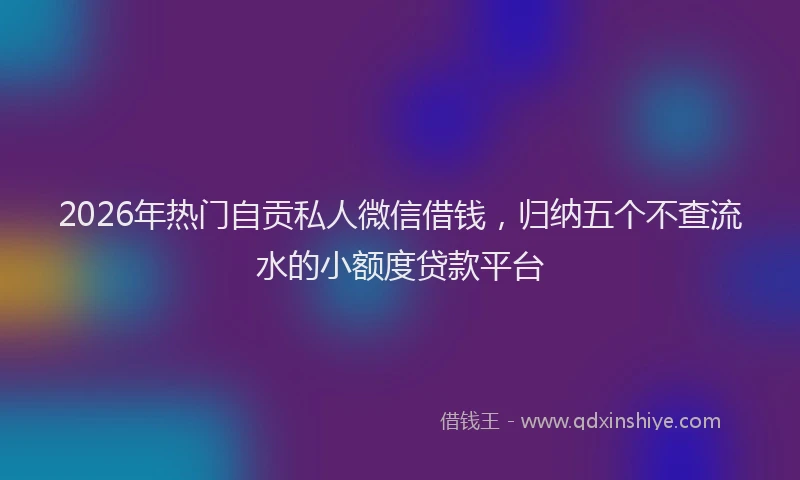 2026年热门自贡私人微信借钱,归纳五个不查流水的小额度贷款平台