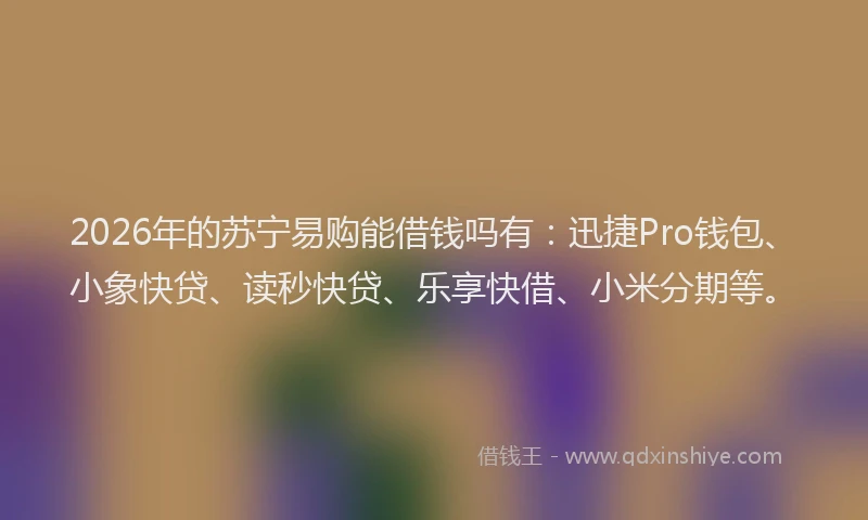 2026年的苏宁易购能借钱吗有：迅捷Pro钱包、小象快贷、读秒快贷、乐享快借、小米分期等。