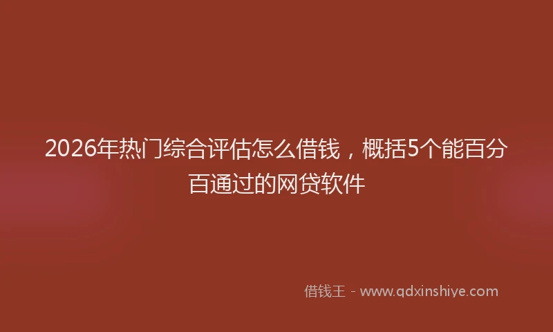 2026年热门综合评估怎么借钱，概括5个能百分百通过的网贷软件