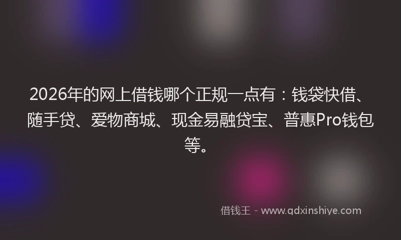 2026年的网上借钱哪个正规一点有：钱袋快借、随手贷、爱物商城、现金易融贷宝、普惠Pro钱包等。