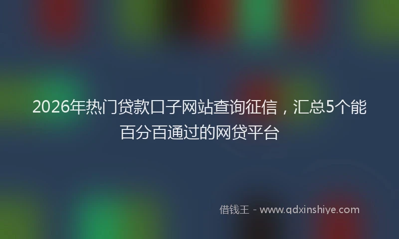 2026年热门贷款口子网站查询征信，汇总5个能百分百通过的网贷平台