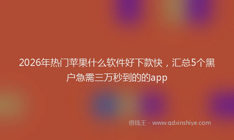 2026年热门苹果什么软件好下款快，汇总5个黑户急需三万秒到的的app
