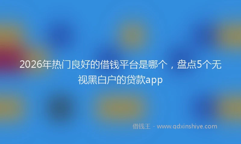 2026年热门良好的借钱平台是哪个，盘点5个无视黑白户的贷款app
