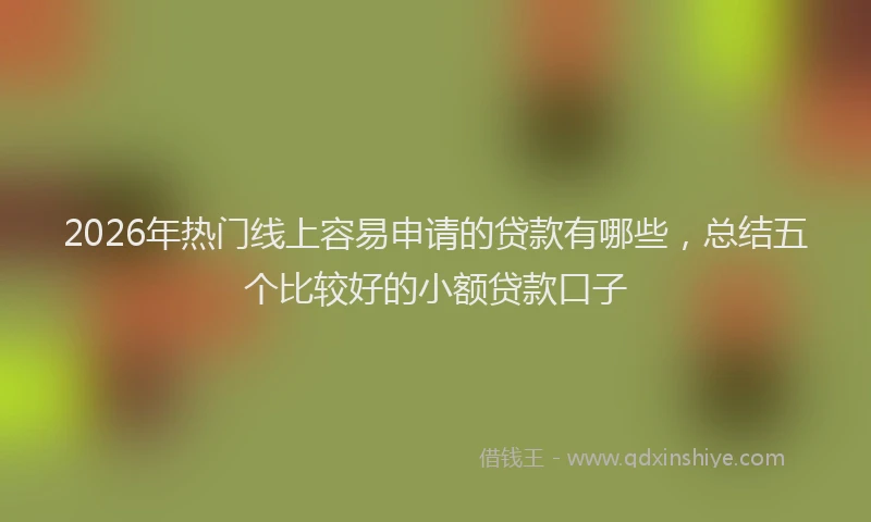 2026年热门线上容易申请的贷款有哪些，总结五个比较好的小额贷款口子