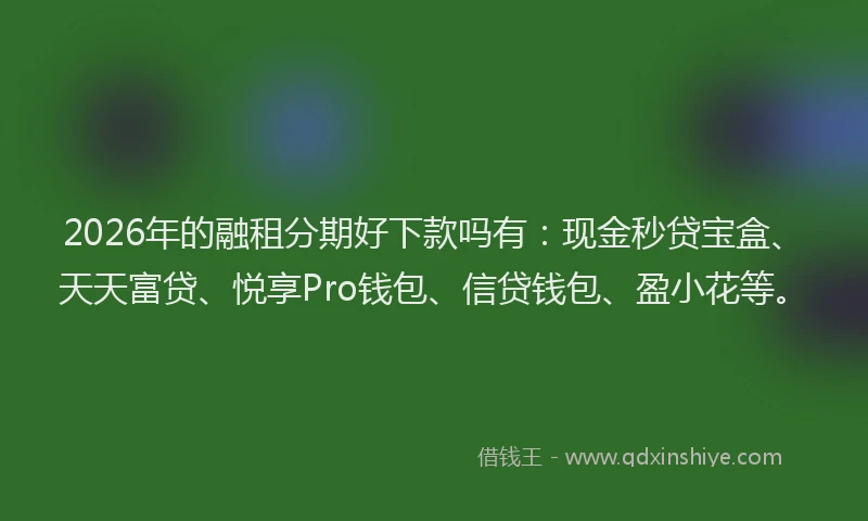 2026年的融租分期好下款吗有：现金秒贷宝盒、天天富贷、悦享Pro钱包、信贷钱包、盈小花等。