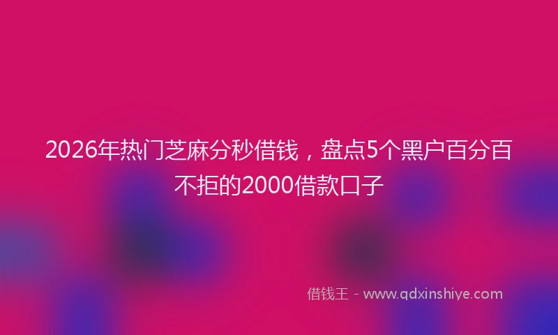 2026年热门芝麻分秒借钱，盘点5个黑户百分百不拒的2000借款口子
