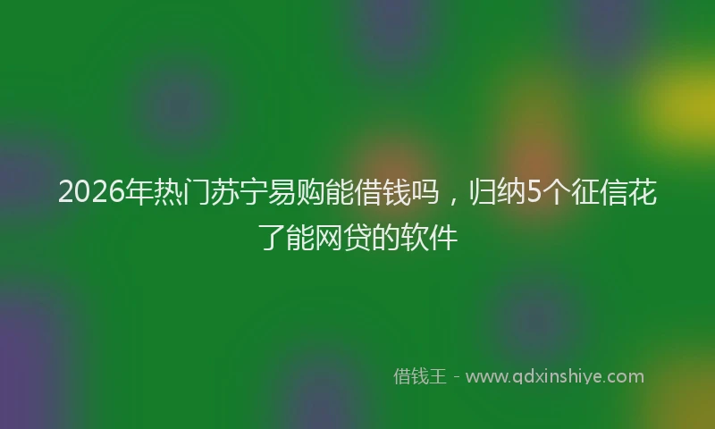 2026年热门苏宁易购能借钱吗，归纳5个征信花了能网贷的软件
