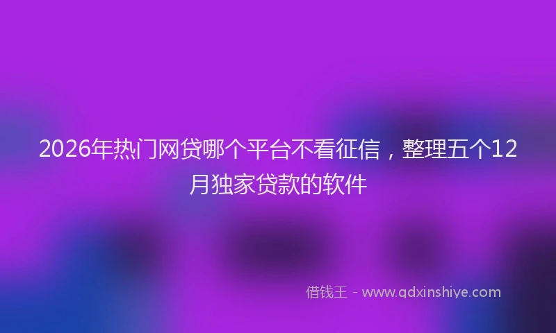 2026年热门网贷哪个平台不看征信，整理五个12月独家贷款的软件