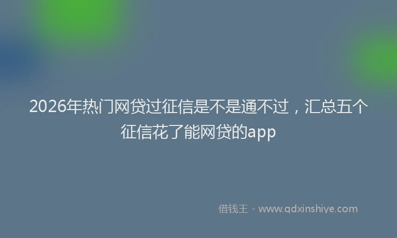 2026年热门网贷过征信是不是通不过，汇总五个征信花了能网贷的app